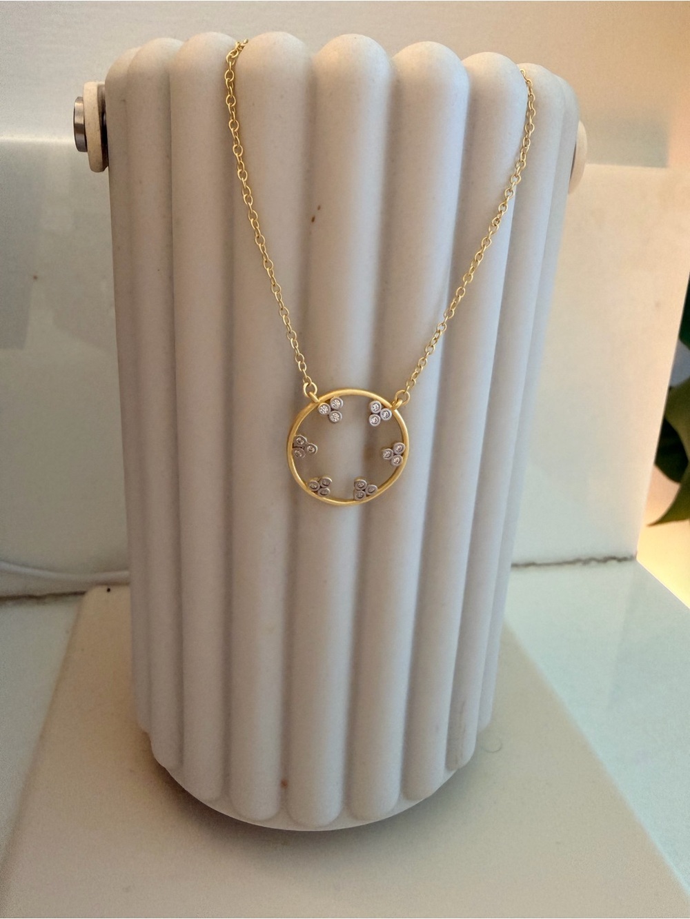 Freida Rothman Sterling Silver Gold Plated Fleur Bloom Open Pendant Necklace